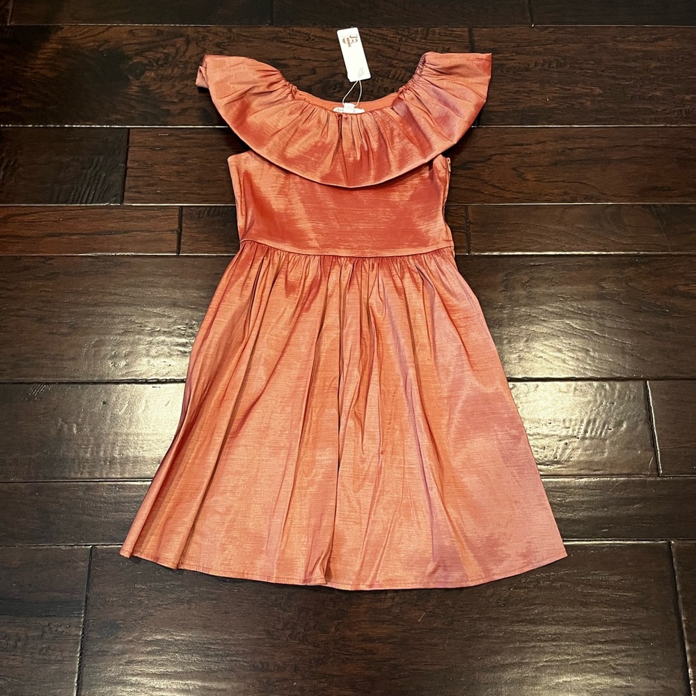 NWT GB Girls Dress With Wide Ruffle Collar; Size 10 with Side Zipper